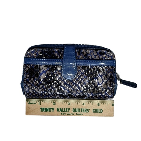 BRIGHTON Renault Aristocrat Blue w/Grey Embossed Snake Print Wristlet Wallet - Picture 3 of 10